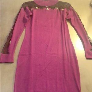 Dark purple lace sweater dress